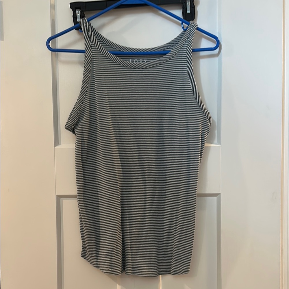 LOFT Blue Sleeveless Ribbed Tank Top
